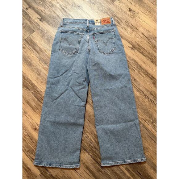 Levis High Rise Wide Leg Jeans Tag Size 29x27 Womens Blue Denim Distressed - Picture 5 of 8